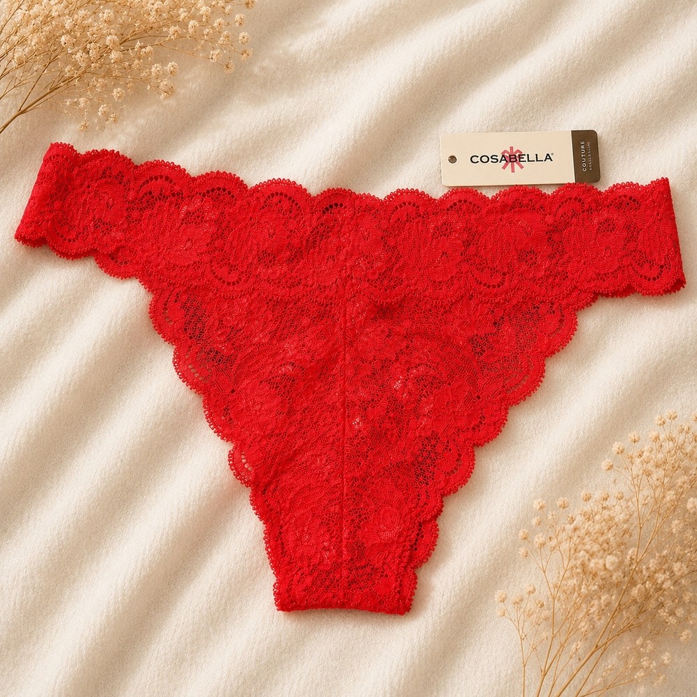 COSABELLA Brazilian Minikini Bow Rossetto Red Lace Panty - Size S / NWT - Picture 4 of 8